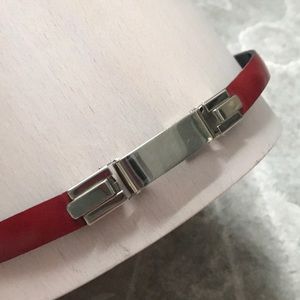 Vintage Holt Renfrew red/black patent leather belt